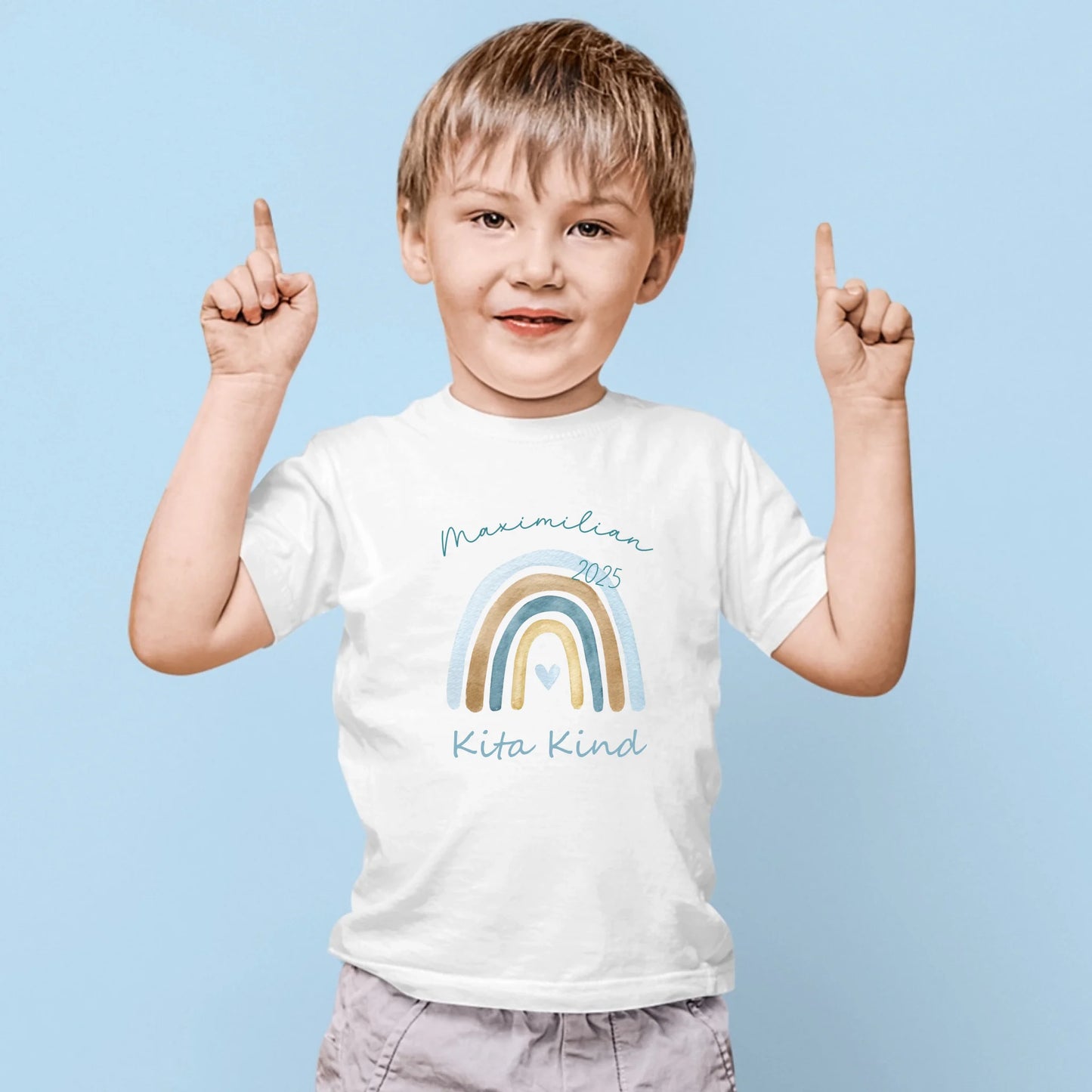 Kindershirt - Regenbogen Kindergarten blau