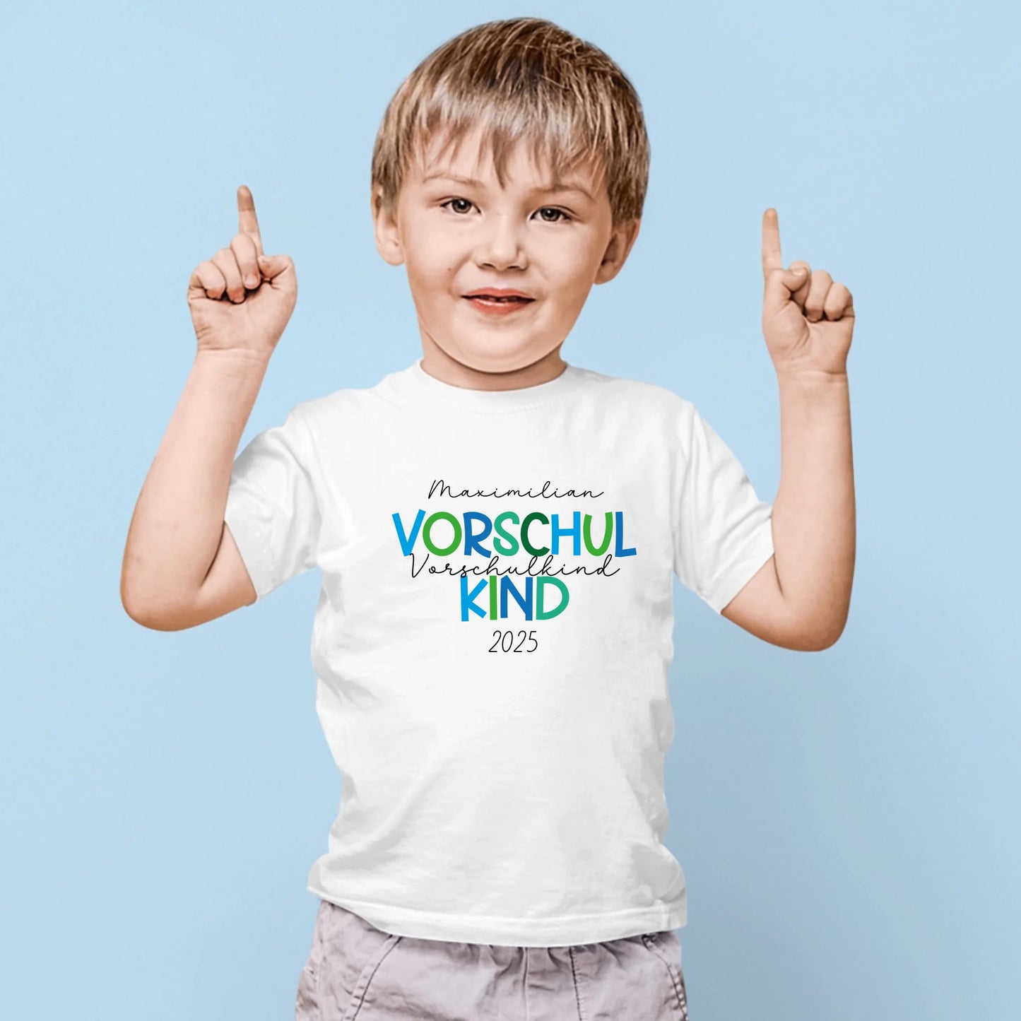 Kindershirt Vorschulkind bunt-blau