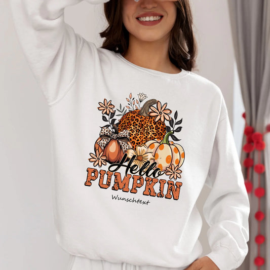 Halloween Pullover Damen "Kürbsblumen"