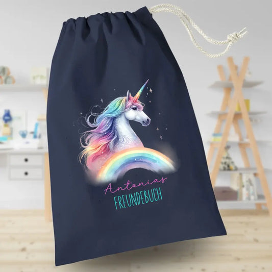 Freundebuchbeutel - Einhorn Regenbogen