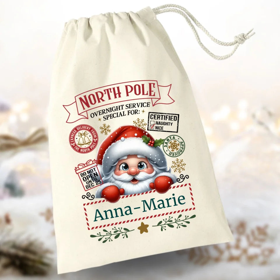 Geschenkbeutel Weihnachten "Weihnachtsmann North Pole"