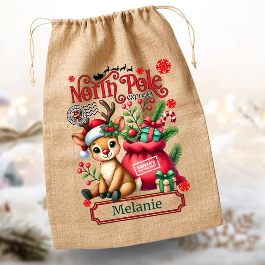 Geschenkbeutel Weihnachten "Rentier North Pole"