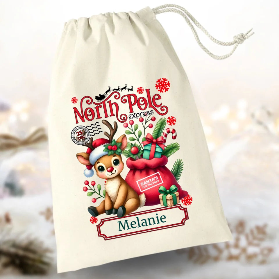 Geschenkbeutel Weihnachten "Rentier North Pole"