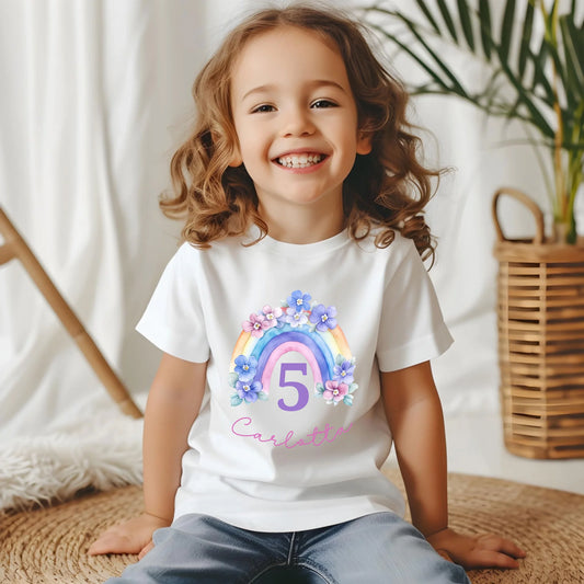 Geburtstagsshirt "Regenbogen floral"