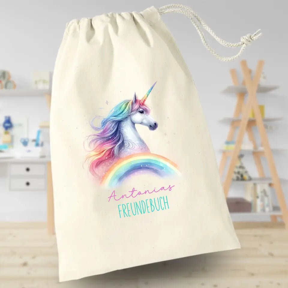 Freundebuchbeutel - Einhorn Regenbogen - Feewittchen