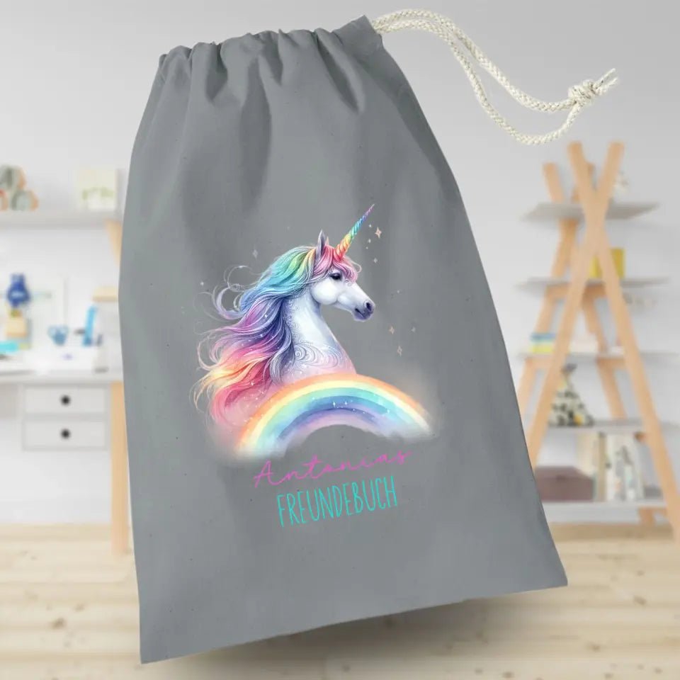 Freundebuchbeutel - Einhorn Regenbogen - Feewittchen