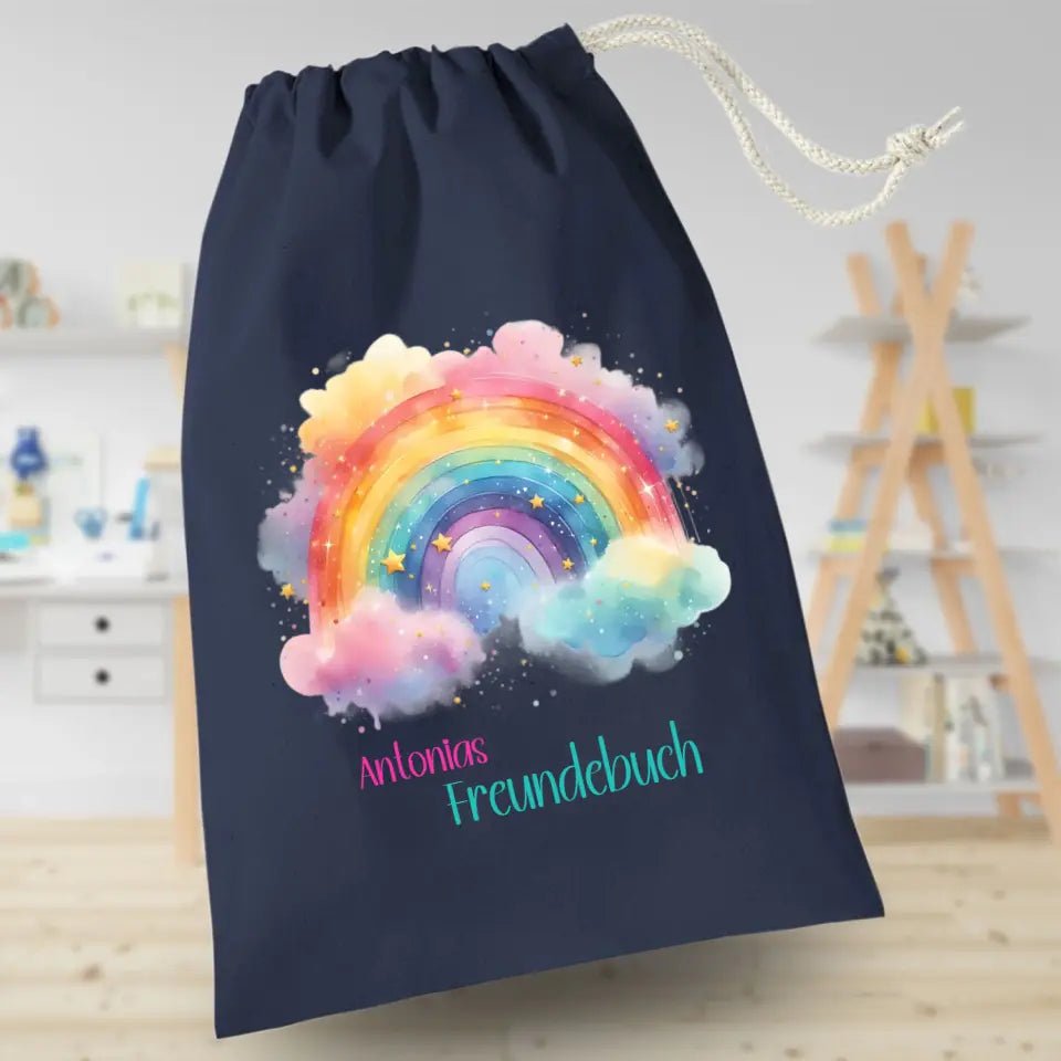 Freundebuchbeutel - Regenbogen watercolor - Feewittchen