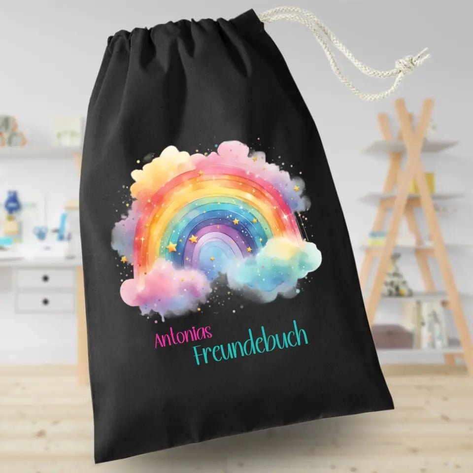 Freundebuchbeutel - Regenbogen watercolor - Feewittchen