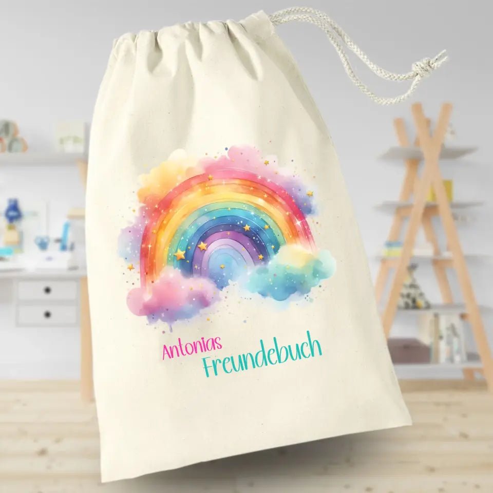 Freundebuchbeutel - Regenbogen watercolor - Feewittchen